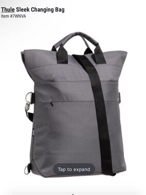 NWT Thule Sleek Baby Diaper Bag Backpack + Changing Pad | Shadow Grey | XL